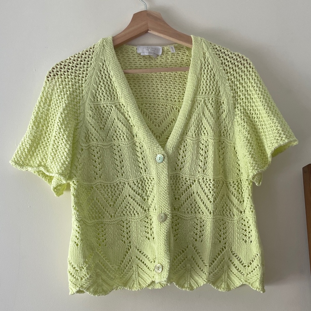 Rich & Royal Lime Knit Women's Cardigan Size Medium